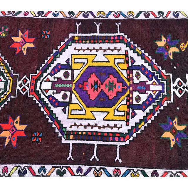 Vintage Pink Geometric Turkish Hand-Knotted Runner 83x375