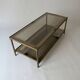 vintage brass coffee table with smoked glass mirror, antique Maison Jansen