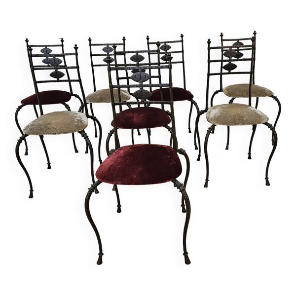 Huit chaises contemporaines en bronze et velours - possibilité de faire deux lots de quatre chaises