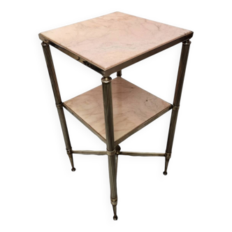 Vintage Brass With Marble Side Table 1950s