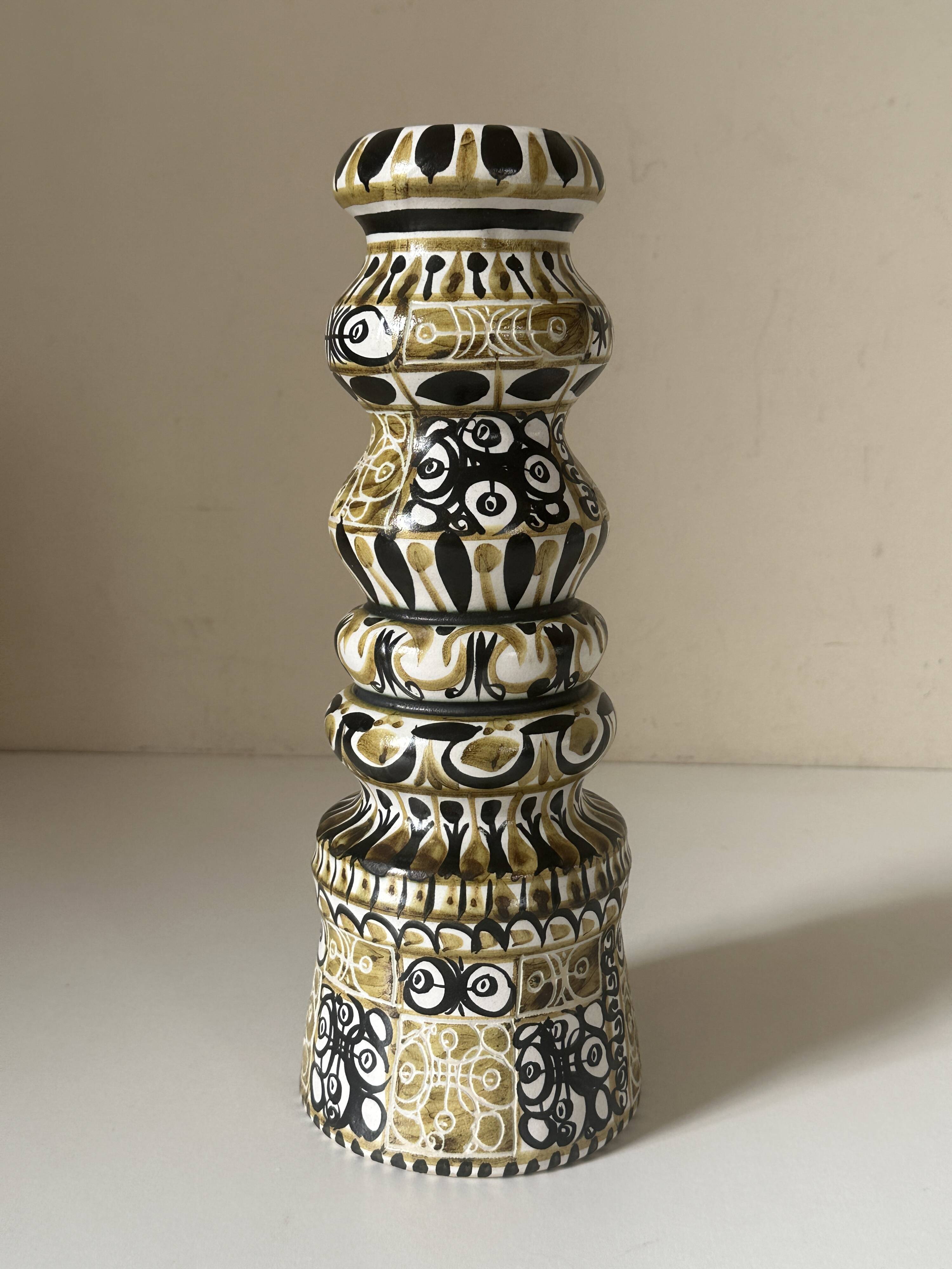 Large André Hourellou Quimper vintage candle holder