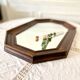 Miroir octogonal en bois foncé vintage