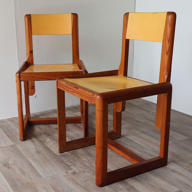 Pair of vintage chairs by André Sornay in wood 1960