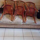 Série de 3 anciennes chaises de bistrot Baumann en bel état