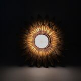 Ceiling lamp flower leaf golden metal year 70