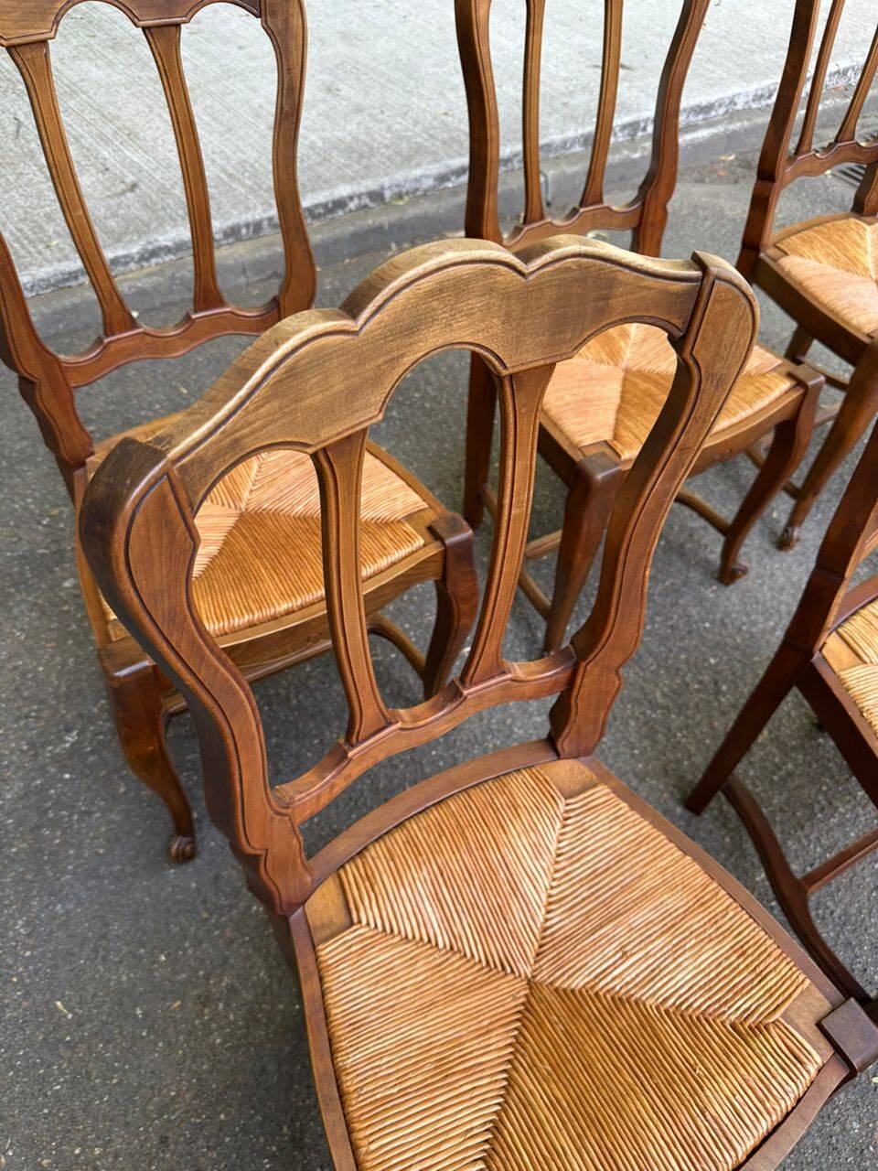 6 dining chairs in Louis XV style from the 1970s.