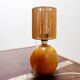 Vintage bohemian bedside or table lamp in wood and rope - 1970s