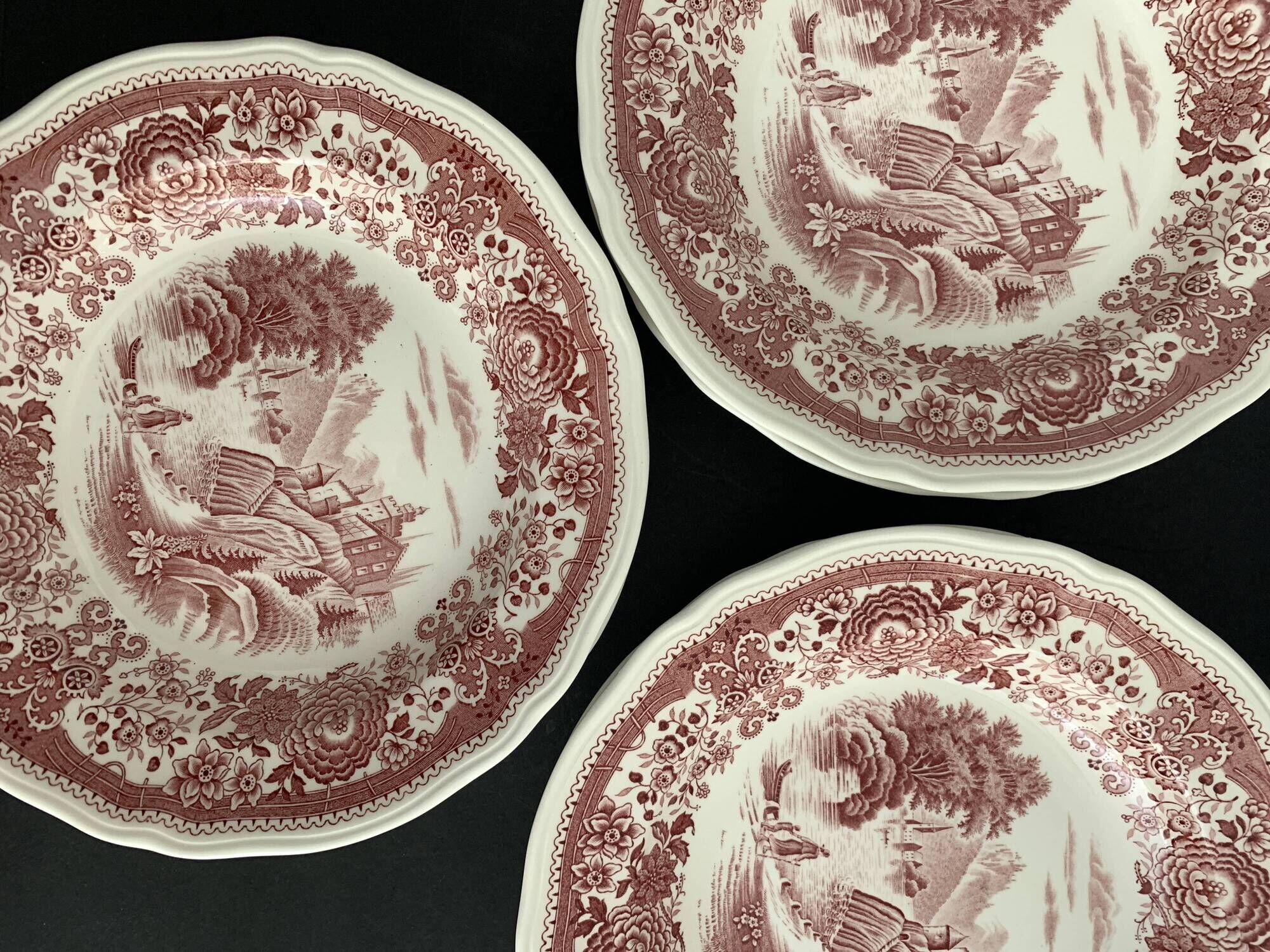 6 hollow plates Villeroy and Boch, red Burgenland model