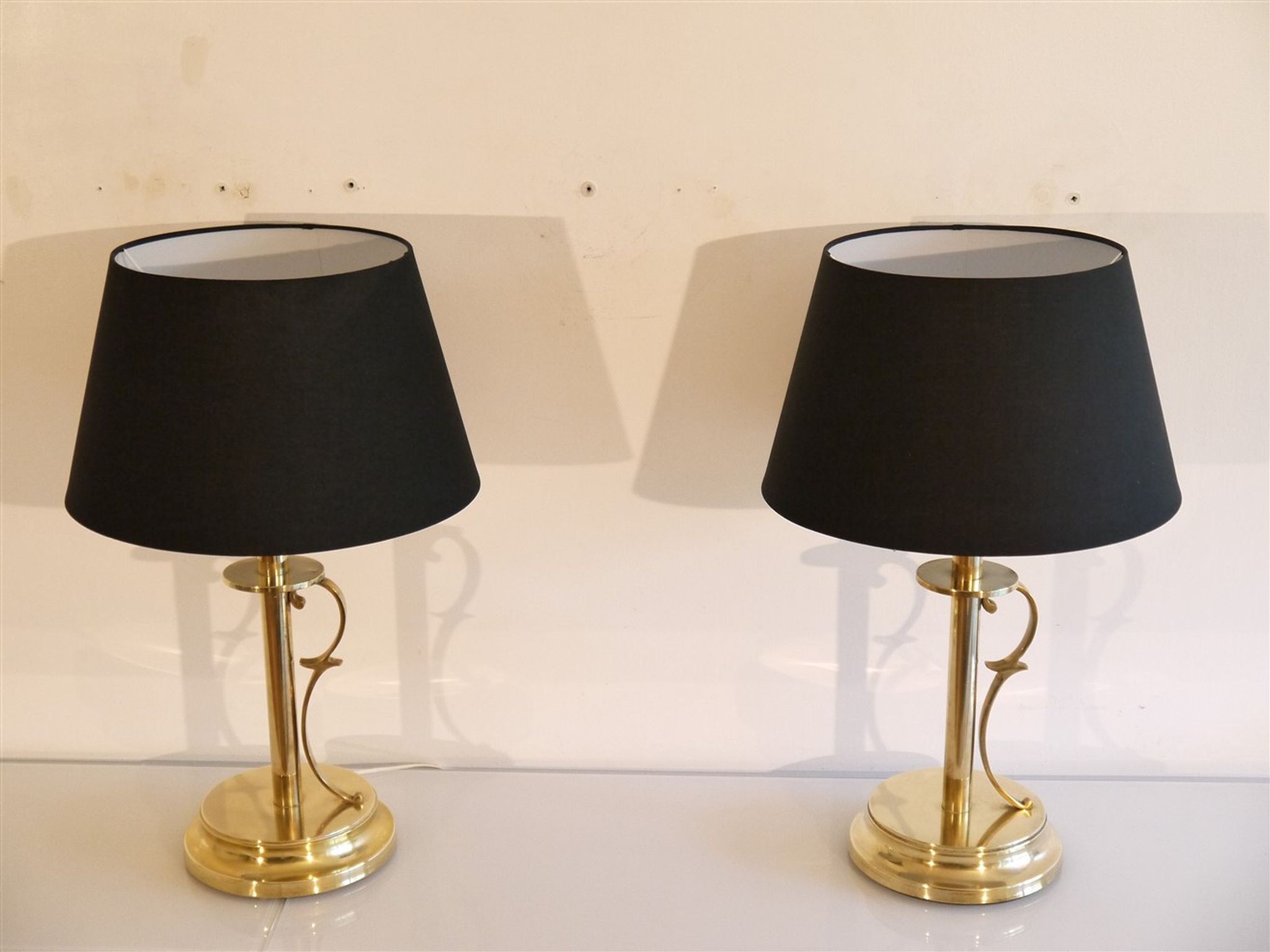 Pair of Scandinavian brass lamps by Tranas Stilarmatur 1970
