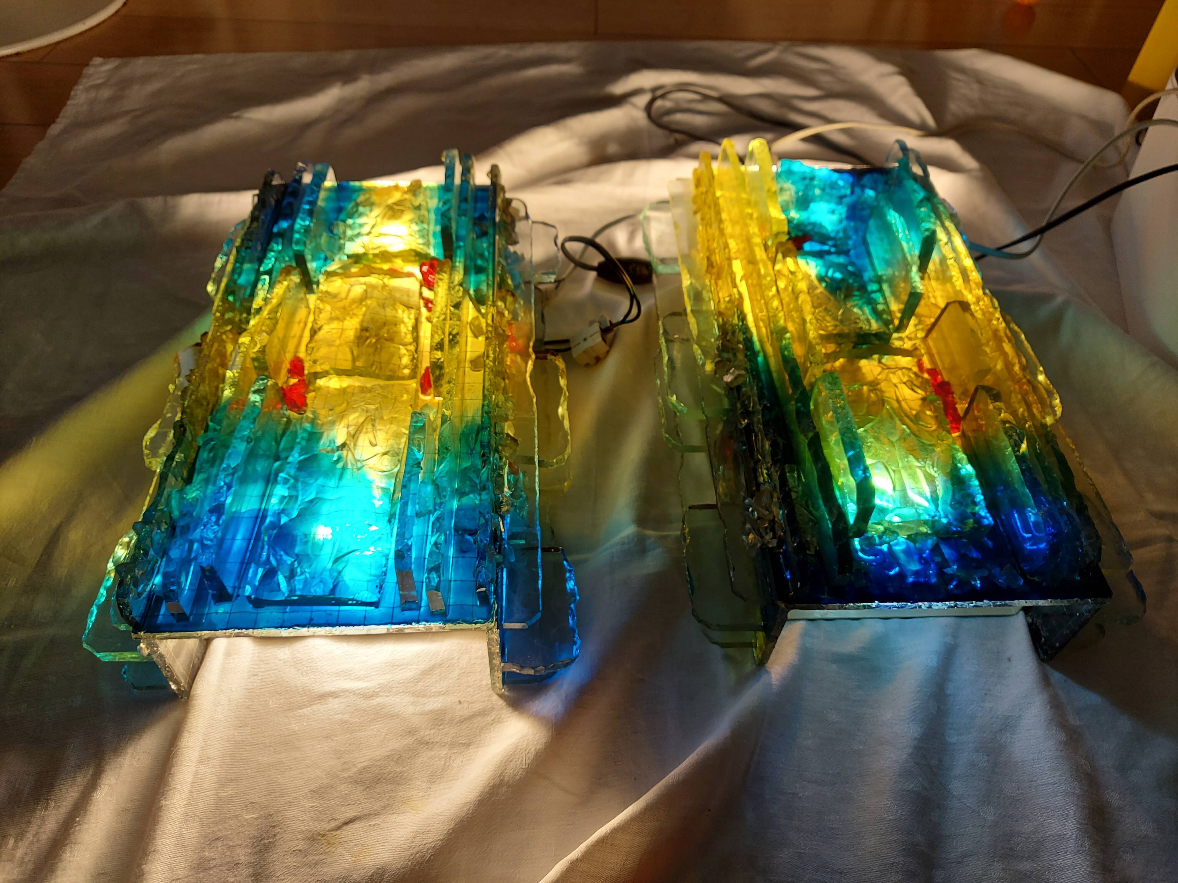Pair of raak glass appliques, Willem Van Oyen, Chartres model