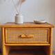 Pair of vintage rattan bedside tables from the 1970s.
