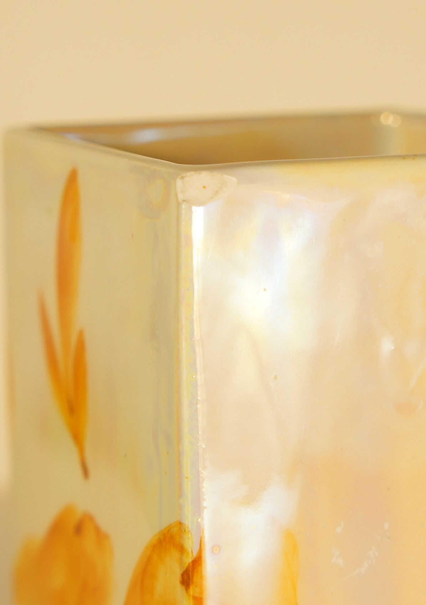 Soceram iridescent cubic vase