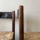 Lot of 4 modernist chairs in solid wood, leather and straw, Italy 1970.