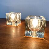 Vintage German glass cube table lamps TA 14 by Peill & Putzler, 1970s, set of 2.