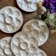 Lot de 6 assiettes à huîtres vintage en céramique blanche - Longchamp