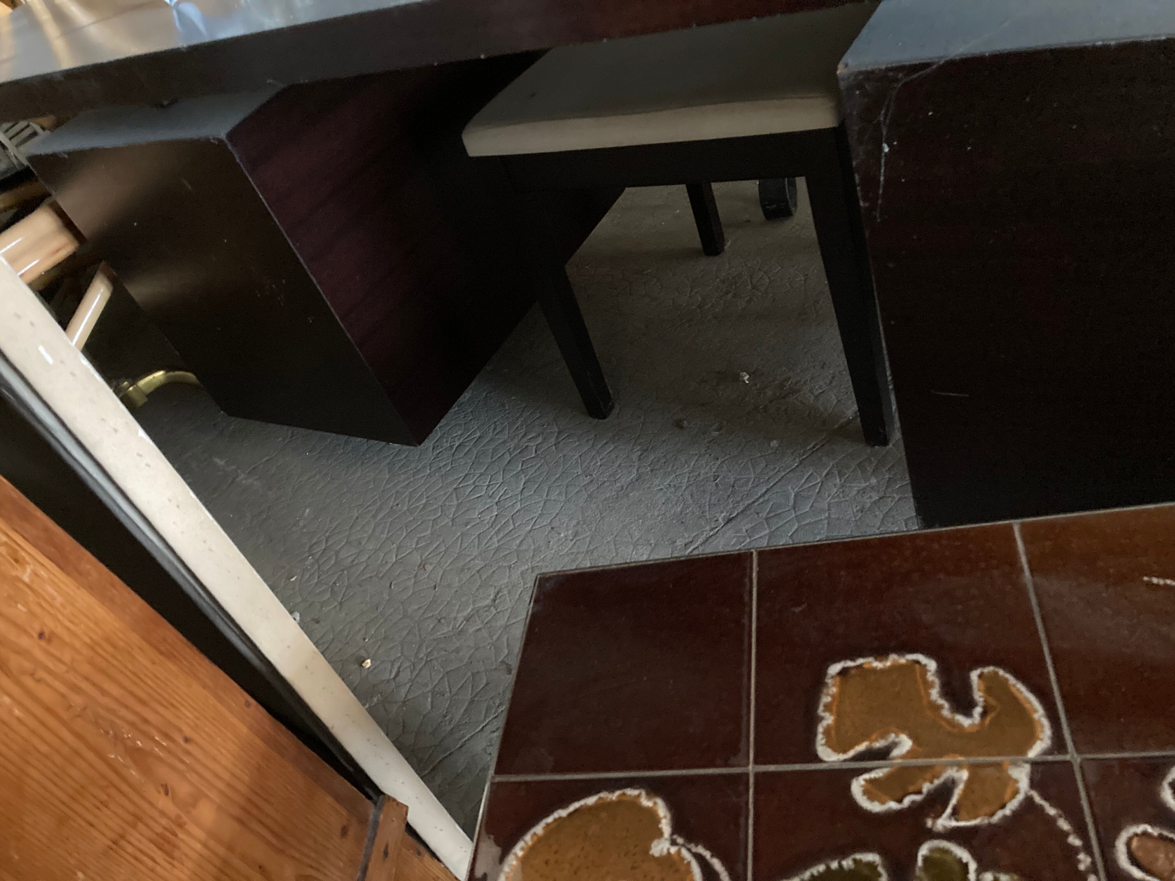 Flat desk with laminated wooden boxes, vintage from the 80s. State of use