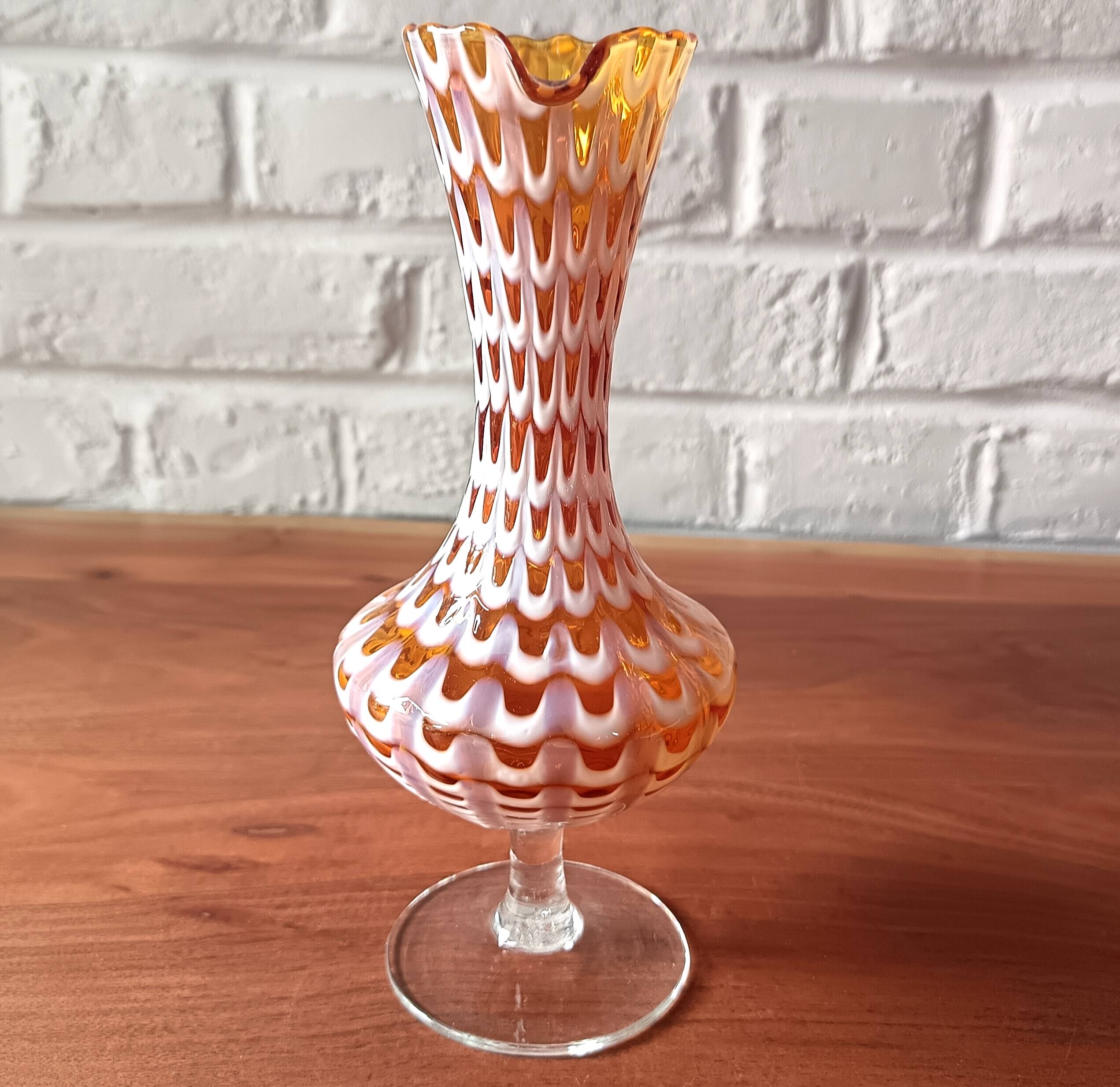 Vintage Murano style amber glass vase