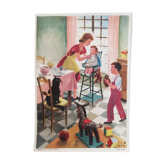 Affiche scolaire vintage Le déjeuner