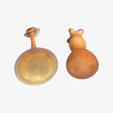 Old hand blown glass sculptures | set of 2 orange handblown home decor vases