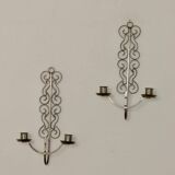 Pair of Mid Century Swedish Pewter Sconces