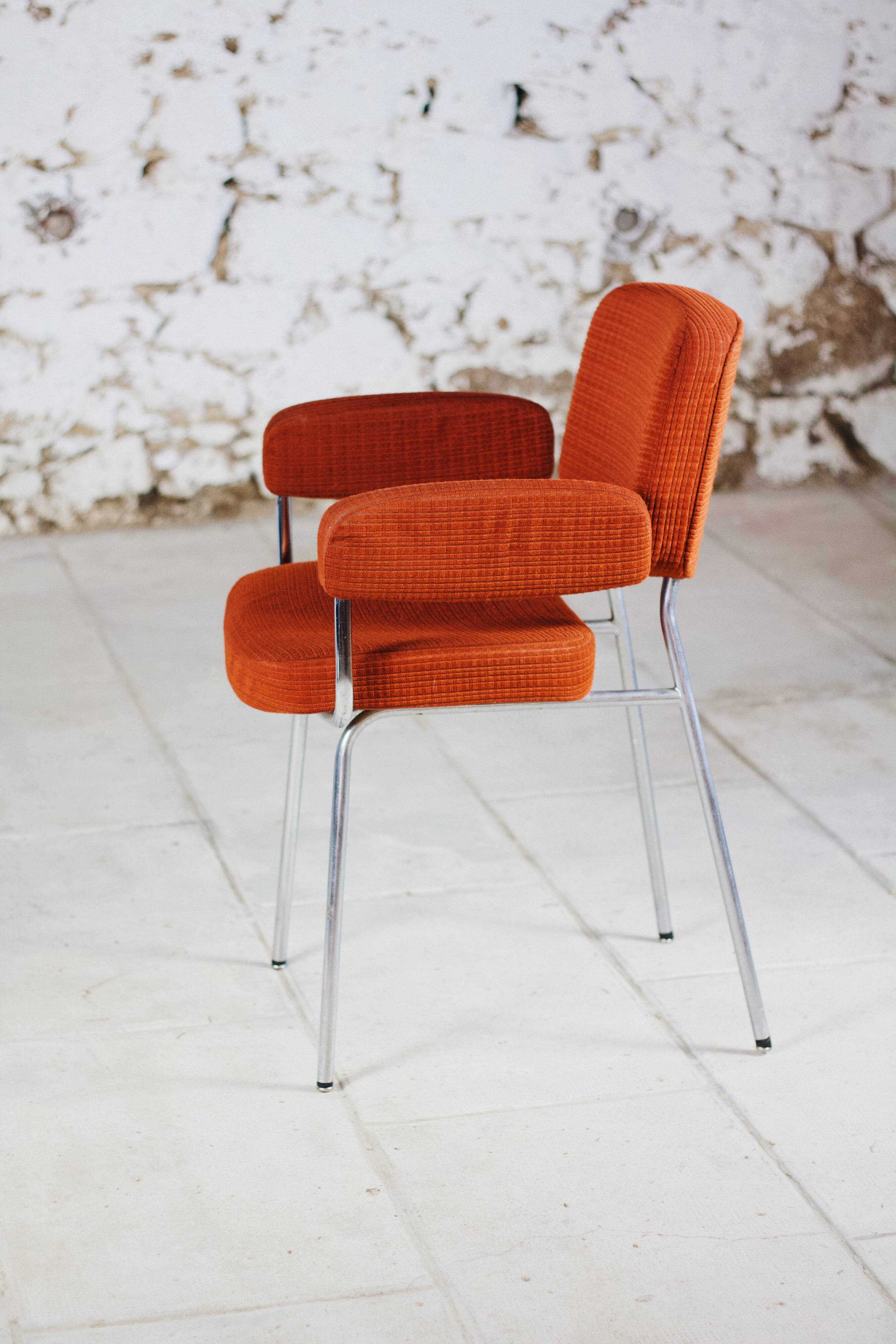 Vintage orange velvet armchair, 1970
