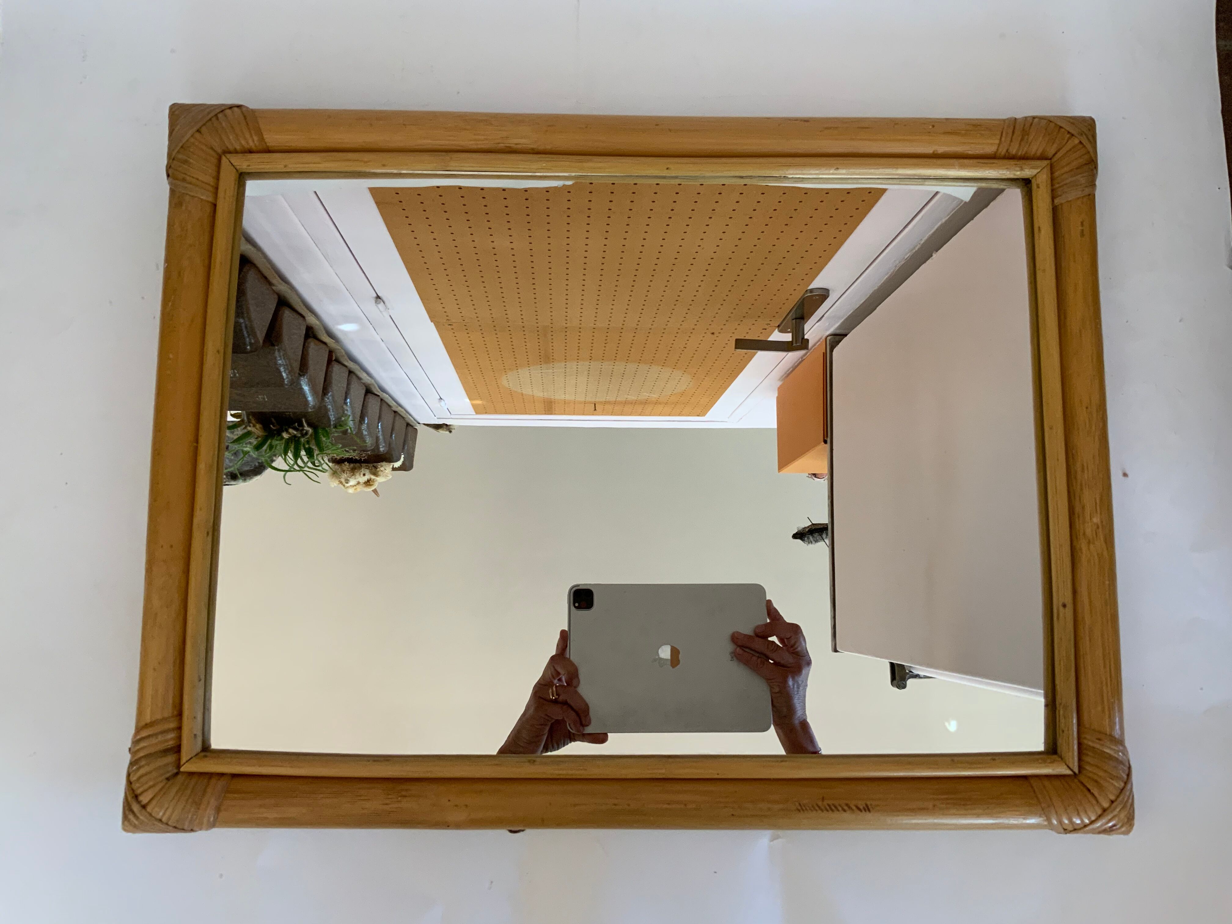 Vintage rattan mirror 45x60cm