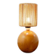 Vintage bohemian bedside or table lamp in wood and rope - 1970s