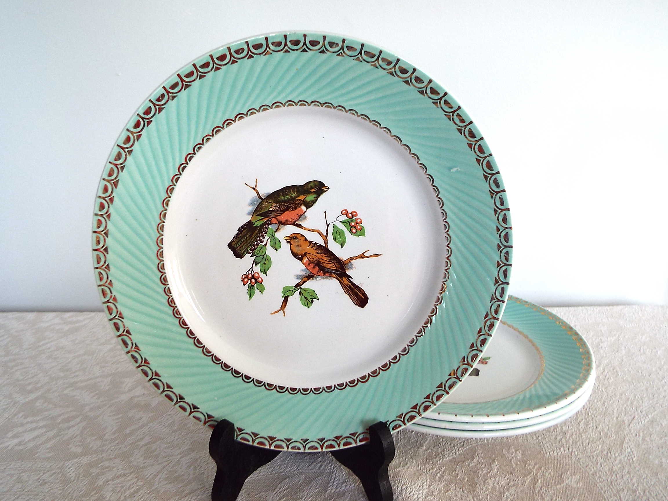 4 flat plates Birds