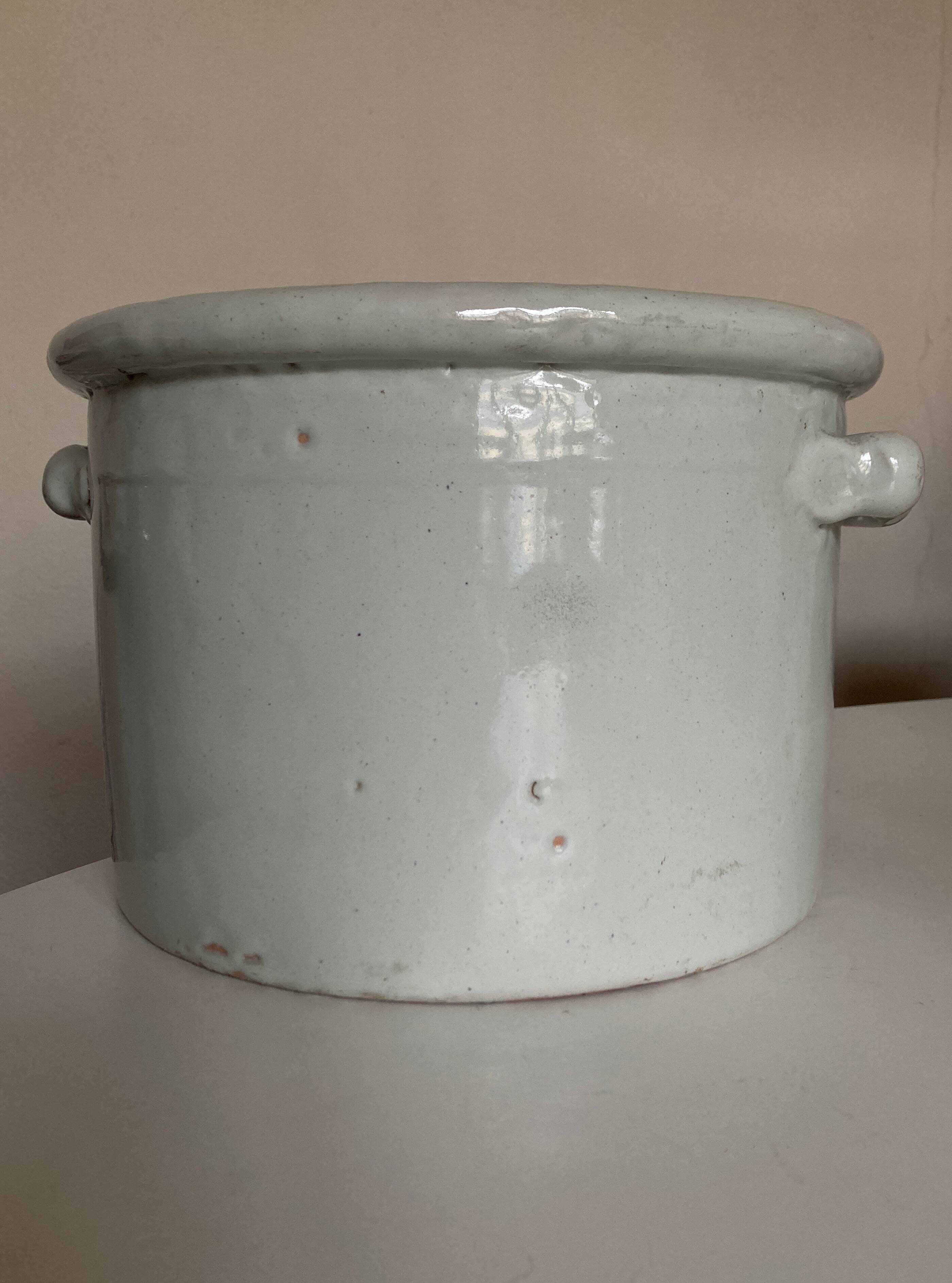 Extra-large white glazed earthenware planter, 1960s Italy