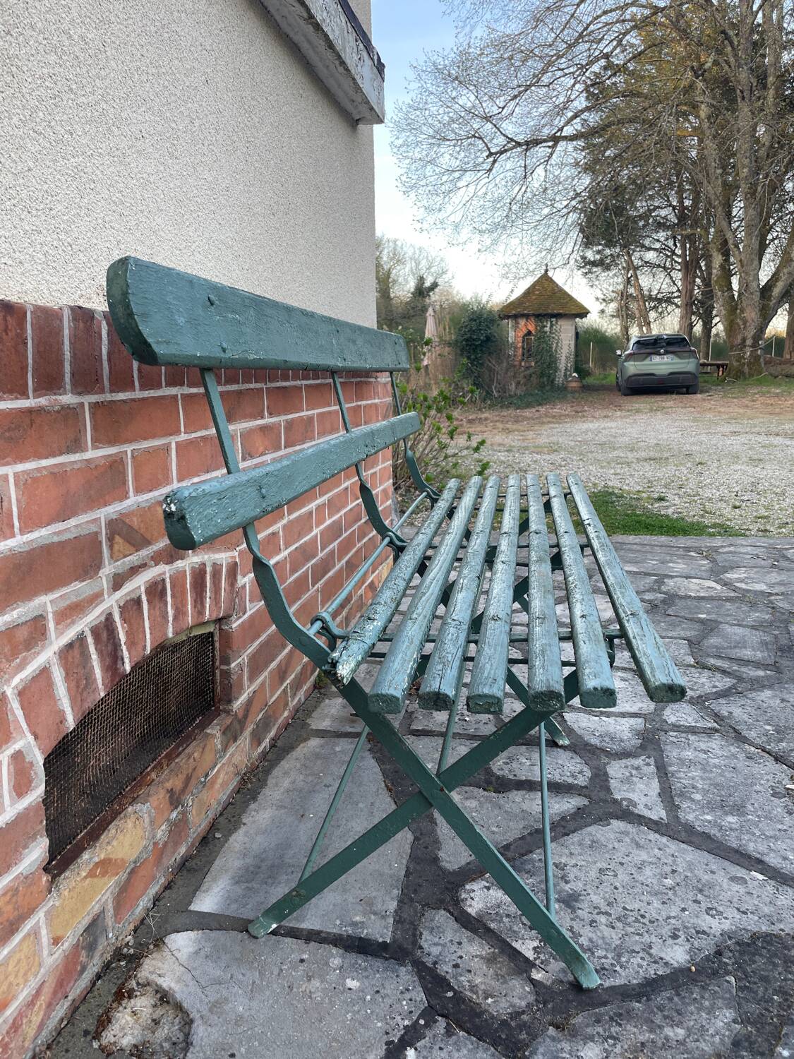 Antique folding garden bench
