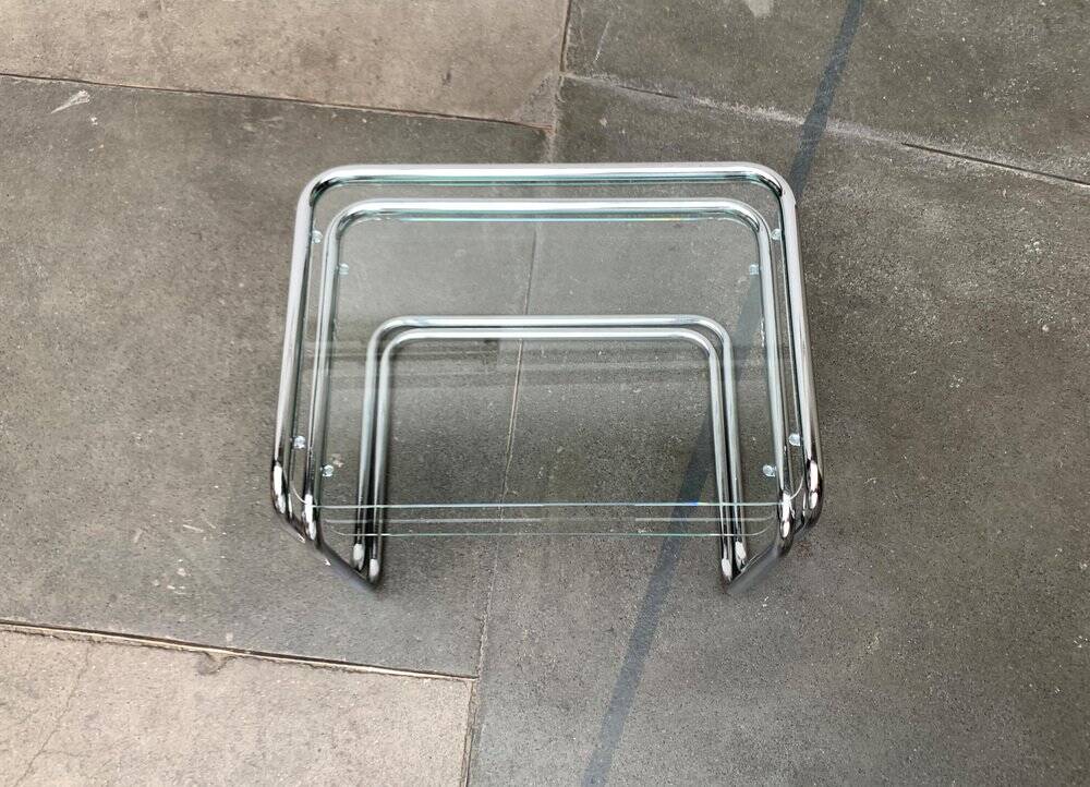 Nested glass tables Mid-century space age, 1960s, set of 2