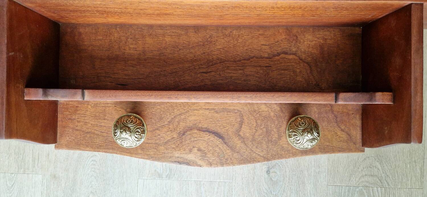 1950s mahogany wood wall shelf