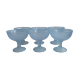 6 Blue opaline cups 1980