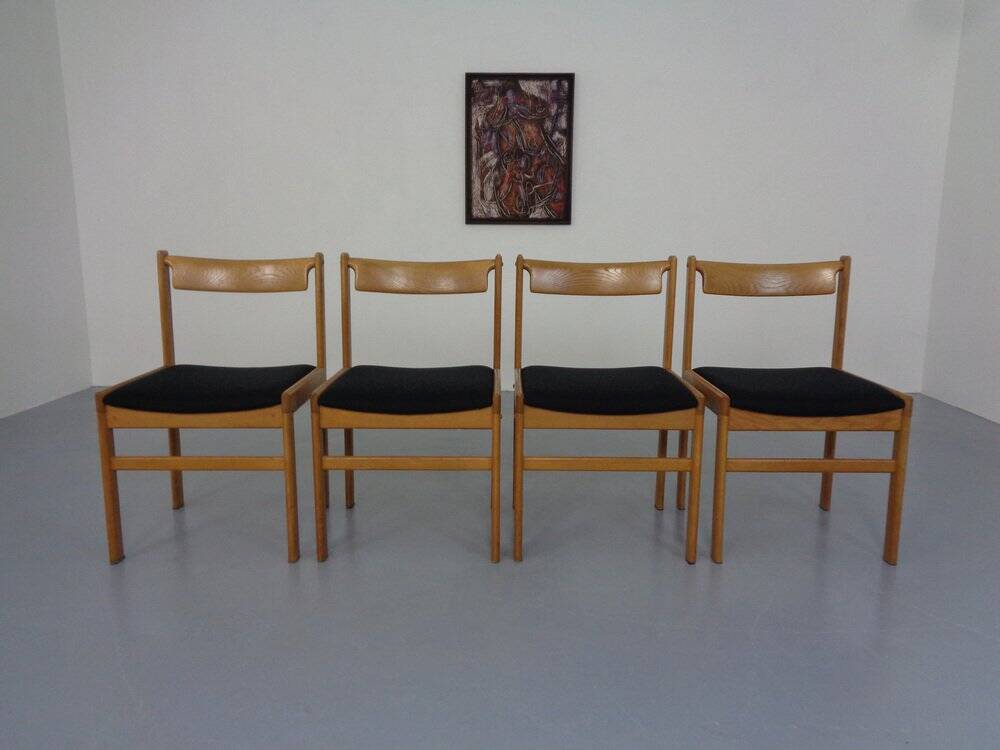Danish Oak Dining Chairs, Set of 4, 1960s