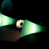 Pair of postmodern green glass wall sconces, by Carlo Nason for "murano due", Italy