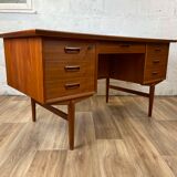 Vintage Scandinavian double-sided teak desk, 60s