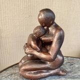 Signed maternity sculpture, patinated bronze terracotta, 1960s