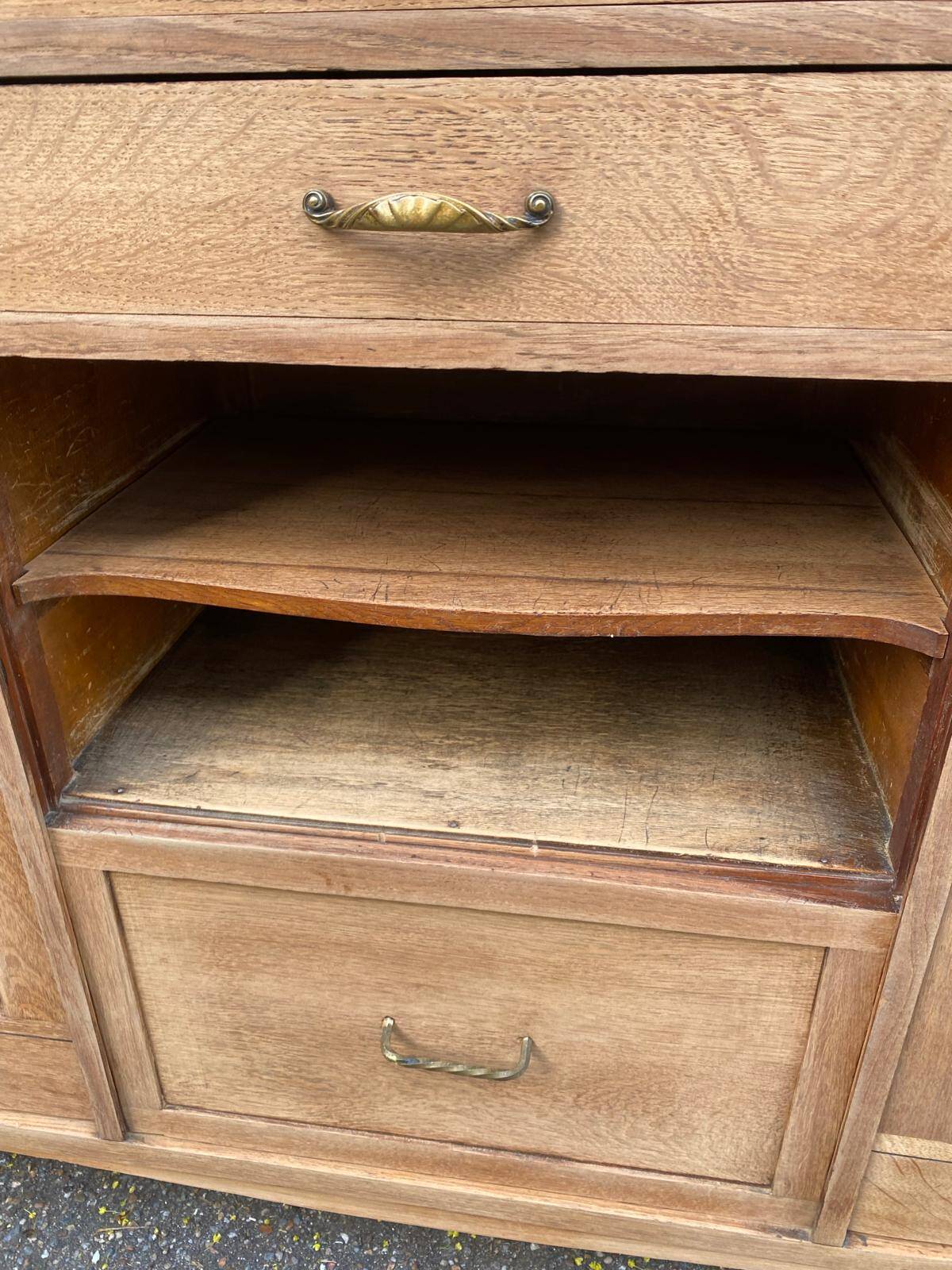 Renovated vintage Art Deco Parisian buffet in wood, 1940, 144cm.