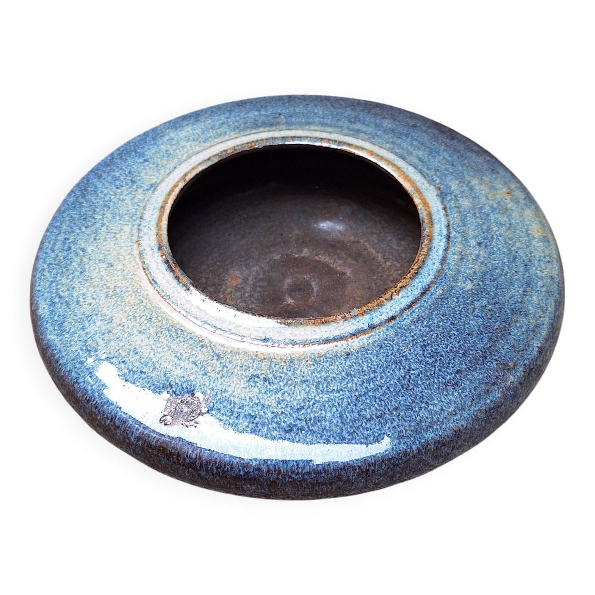 Flat ceramic vase by Nadia and Alain Pinel