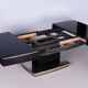 Large Art Deco Chrome and Black Glass Extendable Dining Table, 1930s