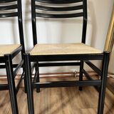 Set of 4 Italian black chairs 1970s