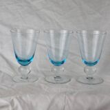 Set de 3 verre à vin des 70s à fumure bleue