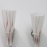 1970s Pair of Glass Wall Lamps , Czechoslovakia