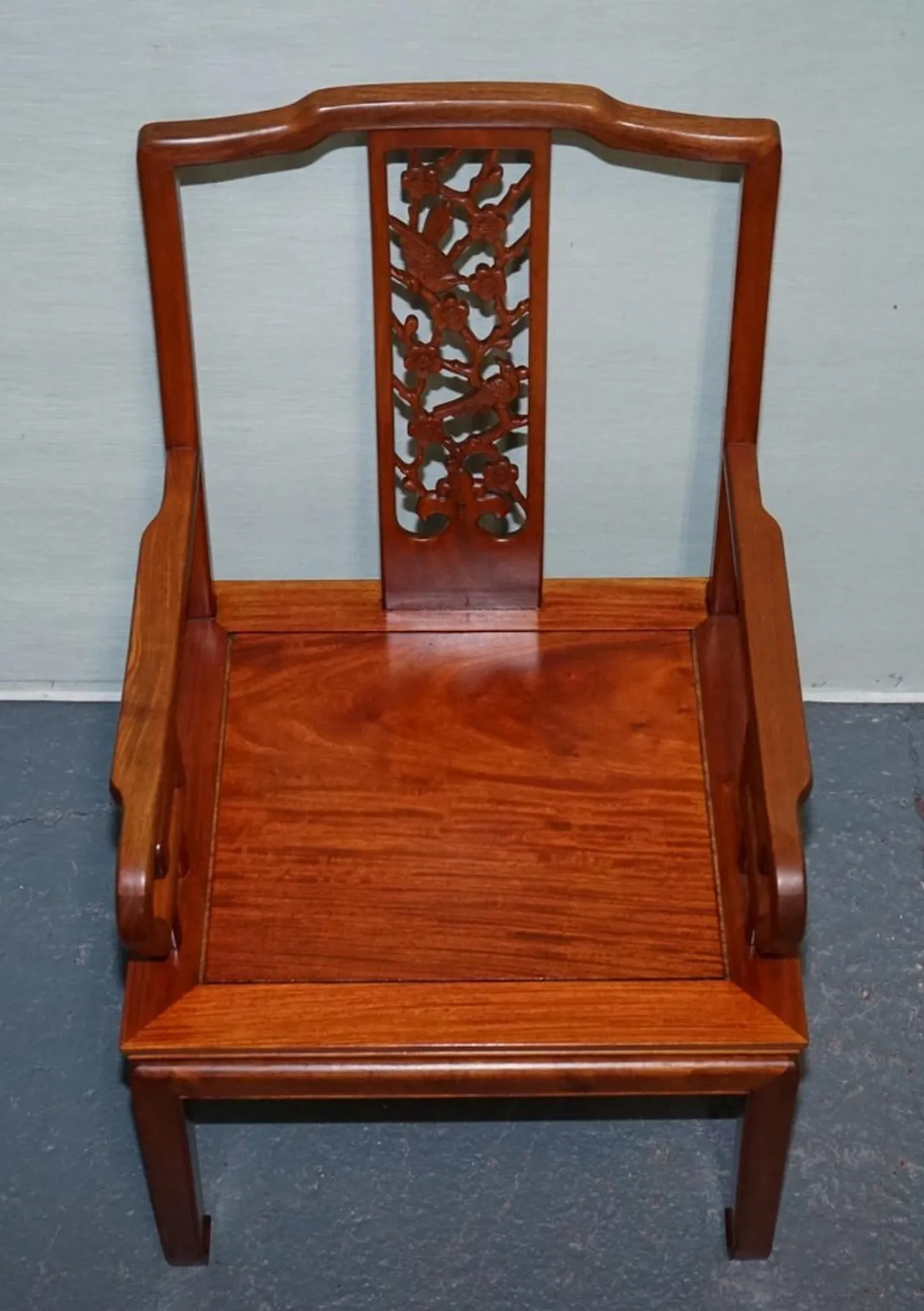 Vintage Oriental Armchair in Carved Teak, China