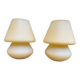 Pair of vintage yellow glass mushroom lamps SCE France