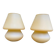 Pair of vintage yellow glass mushroom lamps SCE France