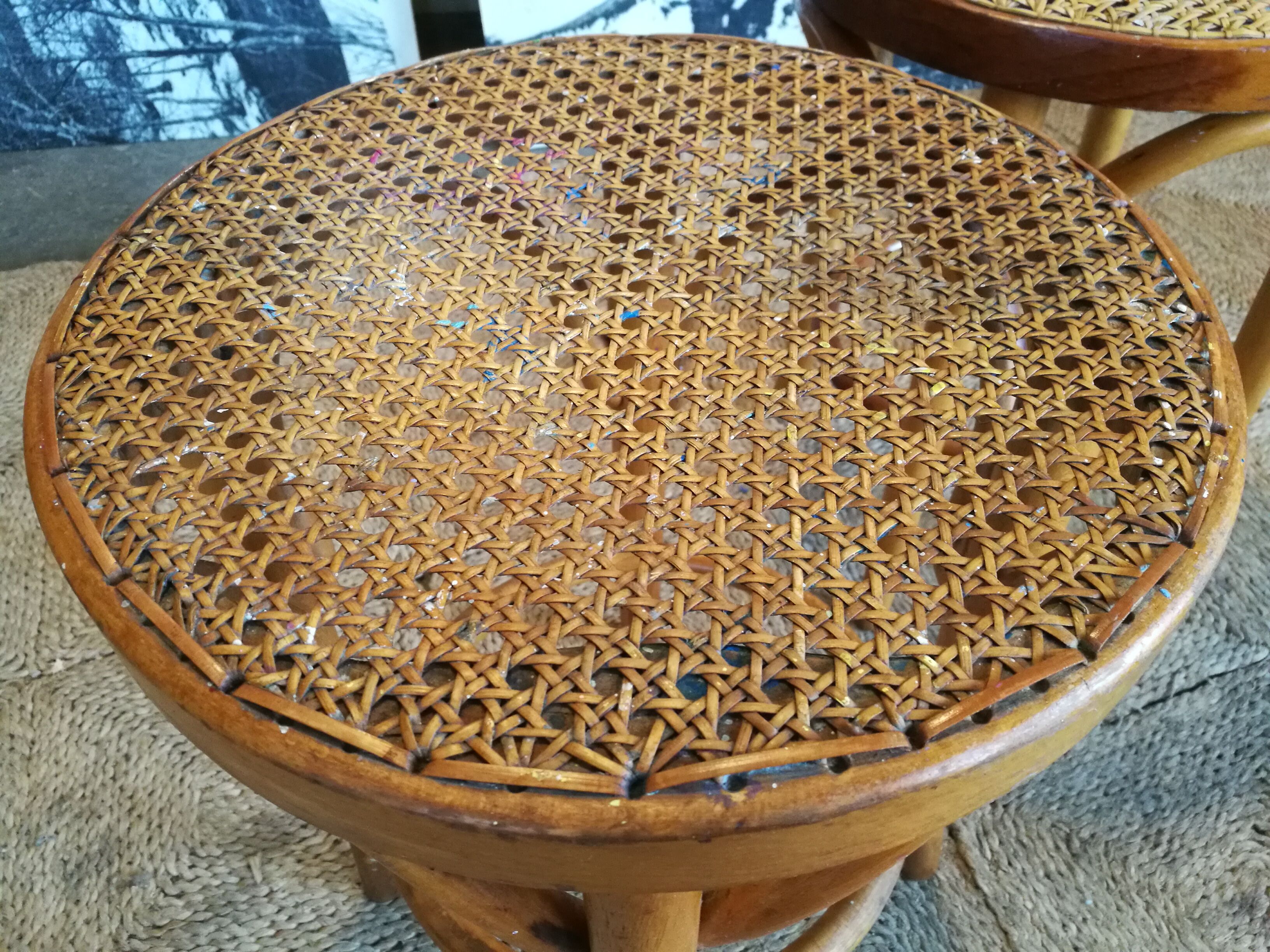 Pair of curved wooden stools