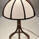 Bamboo rattan mushroom table lamp, Dutch 1970s
