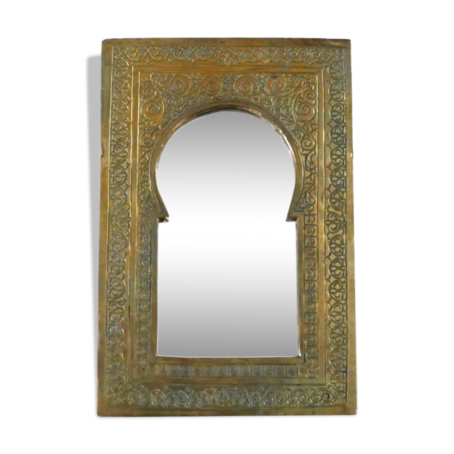 Moroccan rectangular brass mirror, 60s
