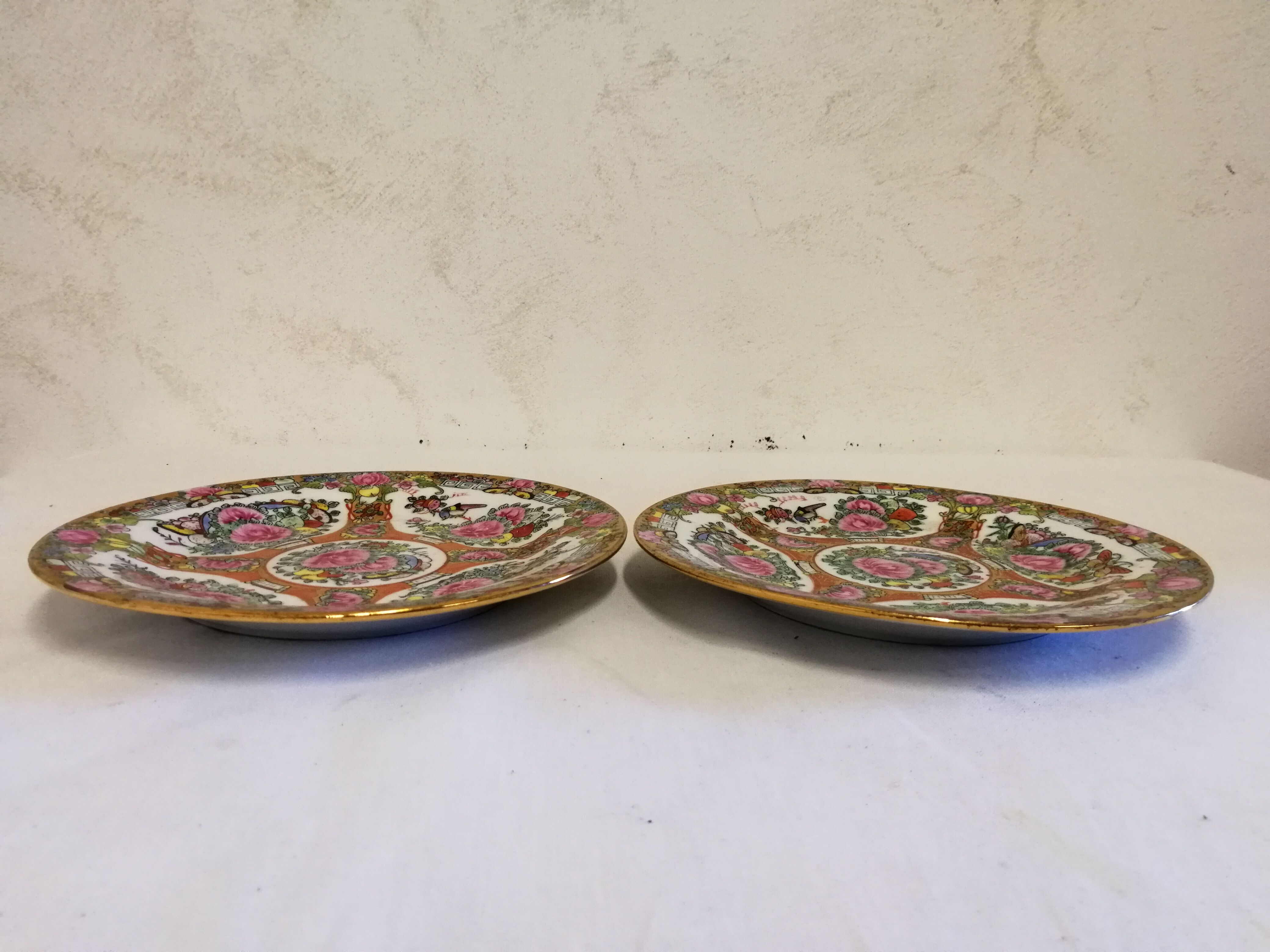 Asian Porcelain Plates Floral Decor